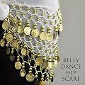 ON SALE!! HOTER&reg; Chiffon Dangling Gold Coins Belly Dance Hip Scarf, Vogue Style