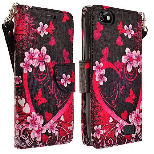 Huawei Raven LTE H892L Case, Huawei Raven LTE H892L Wallet Case [Book Fold] Leather Cover [Flip Cover] with Foldable Stand, Pockets for ID, Credit Cards - Flip Case (HOT PINK SENSATION)