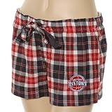 NCAA Detroit Pistons Ladies Navy Blue-Red Plaid Harmony Pajama Shorts