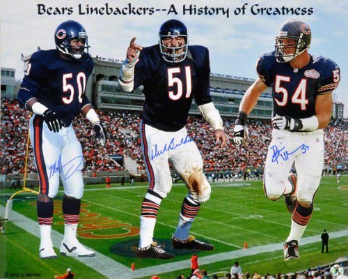 Dick Butkus, Brian Urlacher & Mike Singletary Chicago Bears - Monsters of the Midway - Autographed 16x20 Photograph
