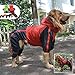 Lovelonglong Dog Hooded Raincoat, Small Dog Rain Jacket Poncho Waterproof Clothes with Hood Breathable 4 Feet Four Legs Rain Coats for Large Dogs Red L-M