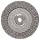 Weiler Vortec Pro Wide Face Wire Wheel Brush, Round Hole, Carbon Steel, Crimped Wire, 8" Diameter, 0.014" Wire Diameter, 5/8" Arbor, 1-3/8" Bristle Length, 1" Brush Face Width, 6000 rpm