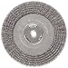 Weiler Vortec Pro Wide Face Wire Wheel Brush, Round Hole, Carbon Steel, Crimped Wire, 8" Diameter, 0.014" Wire Diameter, 5/8" Arbor, 1-3/8" Bristle Length, 1" Brush Face Width, 6000 rpm