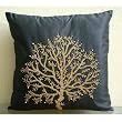 Celebrated Tree - Throw Pillow Covers - Silk Pillow Cover with Bead Embroidery