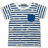 《H28年夏物》 nico hrat(ニコフラート) 製品洗い加工済み 天竺半袖ドットボーダーTシャツ 120cm/BL NO.B-260145