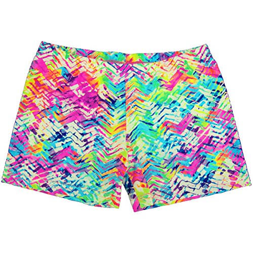 Neon Chevron Shorts Spandex Shorts (2.5 In. Adult M 8-10, Neon Chevron)