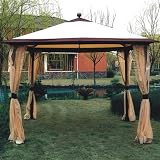 D.C. America 10' x 10' Column Gazebo with Insect Screen-Bronze/Beige