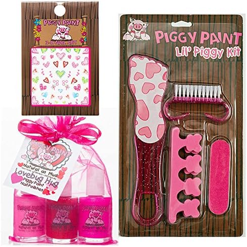 Piggy Paint Lovebug Hug Polish with Heart Nail Art and Pedicure Gift Set