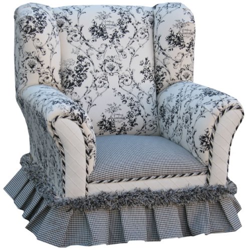 Kitchen: Angel Song Black Toile Wingback Girl's Chair