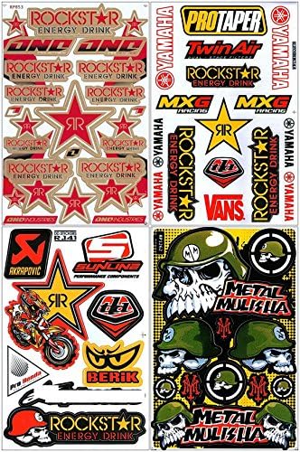 Lot of 4 Sheets, Rockstar Energy Sticker Car Racing Motorcross Decal Motorcycle Truck Graphic Logo Bicycle Bike Stickers