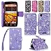 Cellularvilla Wallet Case for ZTE Boost MAX N9520 Shiny Sparking Pu Leather Wallet Card Flip Open Pocket Case Cover Pouch (Purple Glitter)