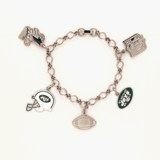 New York Jets Silver Tone NFL Charm Bracelet