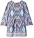 Amy Byer Girls' Big Print Bell Sleeve Dress with Laceup Neckline