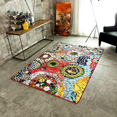 Fashion Trend Jewels Design Living Room Rug Modern Creative Diamond Bedroom Area Rug Thin (4'0x5'6, Colorful)