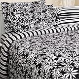 7pc Tropical Print White Black Floral Bedding Duvet Cover Set Queen by Royal Collection
