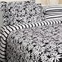 7pc Tropical Print White Black Floral Bedding Duvet Cover Set Queen