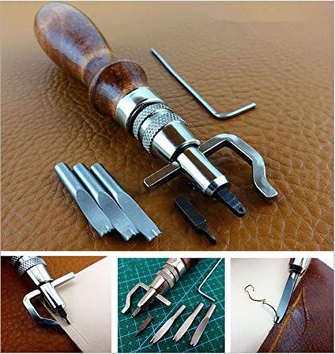 Sunwon® 5in 1 Leathercraft Sets Adjustable Pro Stitching Groover and Creasing Edge Beveler to Sew &amp; Crease Leather