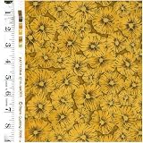 Blank Textiles quilting fabric Pansy Passion btr4305m yellow flowers 100% cotton 45 wide - HALF YARD - B001FCEQ0W