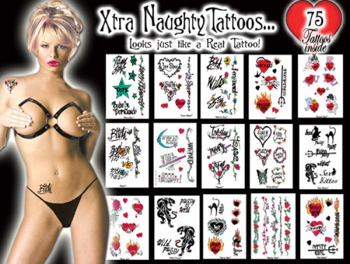 Temporary Tattoos, Xtra Naughty, 75-Count Packages (Pack of 2)