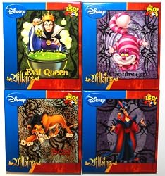 Disney 150 Piece Jigsaw Puzzles, Set of 4, Disney Villains, Jafar, Scar, Evil Queen and Cheshire Cat (1 Set)