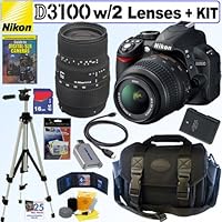 Nikon D3100 14.2MP Digital SLR Camera with 18-55mm f/3.5-5.6 AF-S DX VR Nikkor Zoom Lens and Sigma 70-300mm f/4-5.6 SLD DG Macro Lens with built in motor + EN-EL14 Battery + 16GB Deluxe Accessory Kit