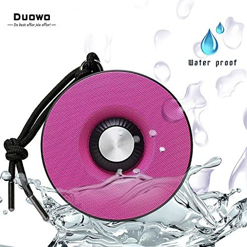 Bluetooth Speakers, Duowo Portable Wireless Waterproof Sports Speaker Built-in Mic with Climbing Hook Loop for Outdoor Travel, Portable Stream Radio Pairs with all Smartphones for Music &amp; Fun (Pink)