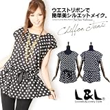大きいサイズ レディース ワンピース LL 3L 4L 5L チュニック ドット シフォン ブラウジング gc-op-0246