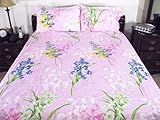 3P Pink Floral Bedroom Fine Indian Linen Cotton Bed Set
