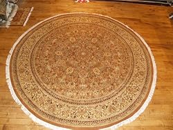 Handmade Pakistani Tabriz Round Rug 9'1"x9'1"