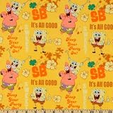 44'' Wide Nickelodeon Spongebob Its All Good Gold Fabric By The Yard