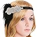 eforpretty 1920s Flapper Headband Vintage Headpiece for Women,Black and Silver