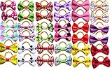 Yagopet 60pcs/30pairs Cute New Dog Hair Bows Rubber Bands Top Quality Dog Topknot Mix Styles Dog Bows Pet Grooming Products Mix Colors Pet Hair Bows Topknot