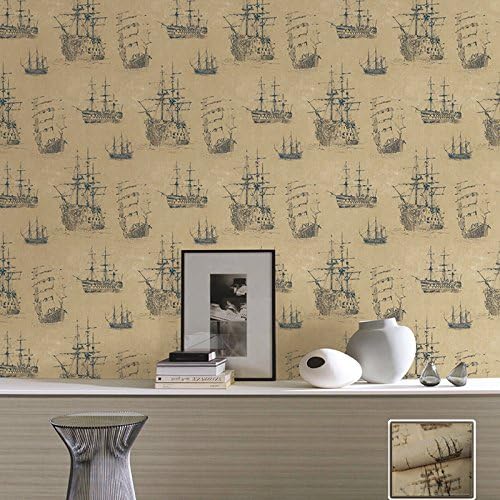 LEVINGER 3D Sailing Boat Design Non Woven Removable Textured Wallpaper for Living rooms, Kids and Bedrooms Walls, 0.53m Wide by 10m Long