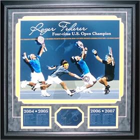 Buy Roger Federer Autographed 4x US Open Champion Framed Collage
