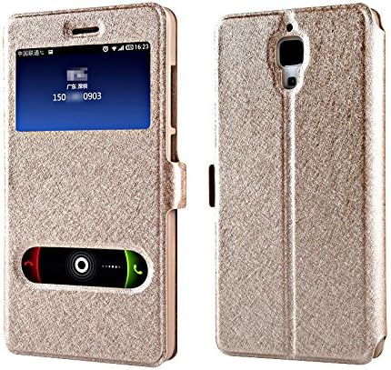 Generic Double Window PU Leather Case for Xiaomi MI4 Color Gold