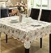 Eforcurtain Extra Long Flannel Back Table Cover Rectangle PVC Romantic Floral Tablecloth Waterproof, Beige, 60x104inch