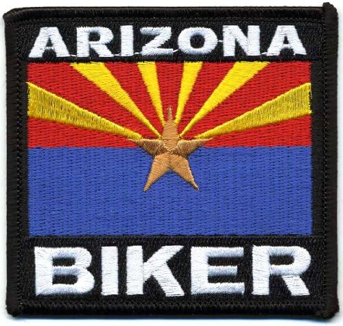 Embroidered Iron On Patch - Arizona Biker 3.5" Flag