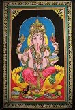 Produkt-Bild: Indisches Wandbild Ganesh M-77x51cm Baumwolle Ganesha Ganapati Vinajaka Bild