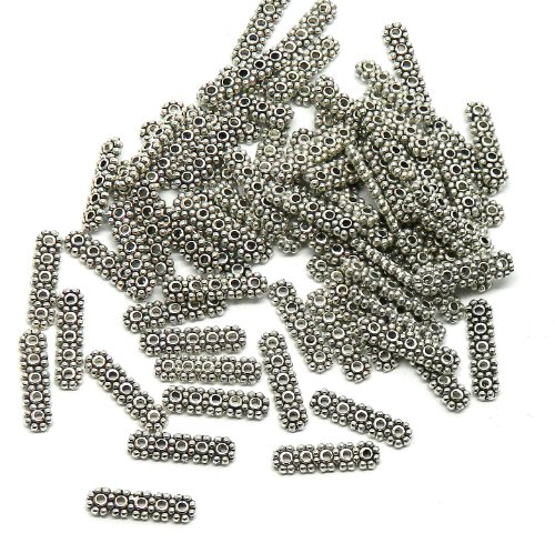 Rockin Beads Brand, 70 Milti 5 Strand Spacer Bar Beads 4x17mm Fits 3-4mm Beads Antiqued Silver Cast Zinc Metal Beads