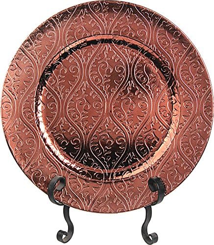 Fantastic:) Special Design and Metal Finishing 13"x13" Round Charger Plates (Set of 6, Copper)