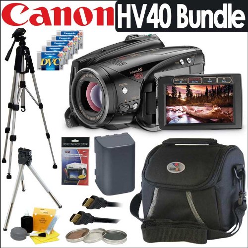 Canon Vixia HV40 HD HDV 10X Optical 200X Digital Zoom 2.7 inch Widescreen LCD Camcorder + Accessory Bundle