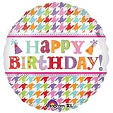 18 Happy Birthday Houndstooth Foil Bal