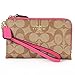Coach F64131 Signature PVC Double Corner Zip Wristlet Khaki/dahlia