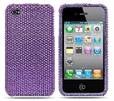 Apple iPhone 4 (AT&T/Verizon) Full Diamond Rhinestone Purple Premium Design Crystal Hard Case + Bonus 5.5 inch Light Green Screen Cleaning Cloth