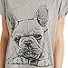 Cartoon French Bulldog Pattern Printed Women's Gray Loose Short-sleeved T-shirt