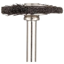 Weiler 3/4" Diameter, 1/8" Stem Size, Stiff Hair Bristle Fill, Miniature Wheel Brush
