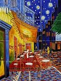 Art Reproduction Oil Painting - Cafe Terrace at Night Mural Wall Tiles - Tile 18 X 24 - Hand Painted Canvas Art