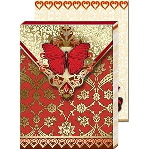 Red Butterfly Paisley Magnetic Closure Mini Notepad