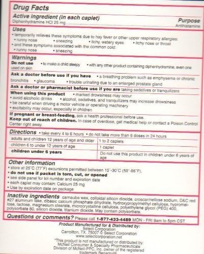 OAR® Diphenhydramine Hcl 25 Mg Allergy Medicine and Antihistamine Compare to Active Ingredient of Benadryl Allergy Generic, Dispenser (Travel Packs) of 2 Tablets (60)