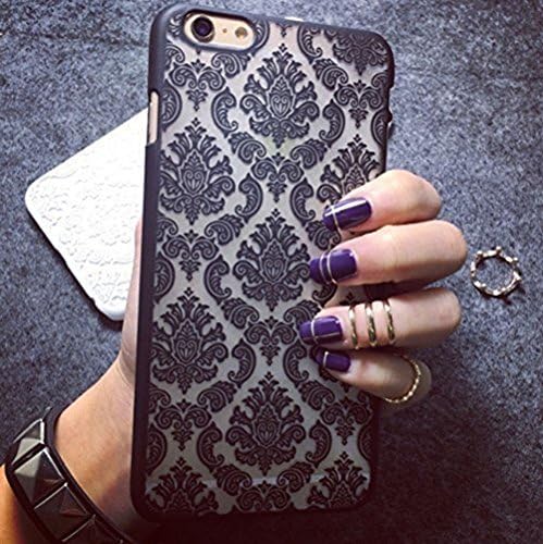 Case for Iphone 6 Plus / Iphone 6s Plus,zada Baroque Retro Court Lace Pattern Texture Hard Plastic Clear Ultra Slim Pc Hard Protective Case (Black, iPhone6/6s)